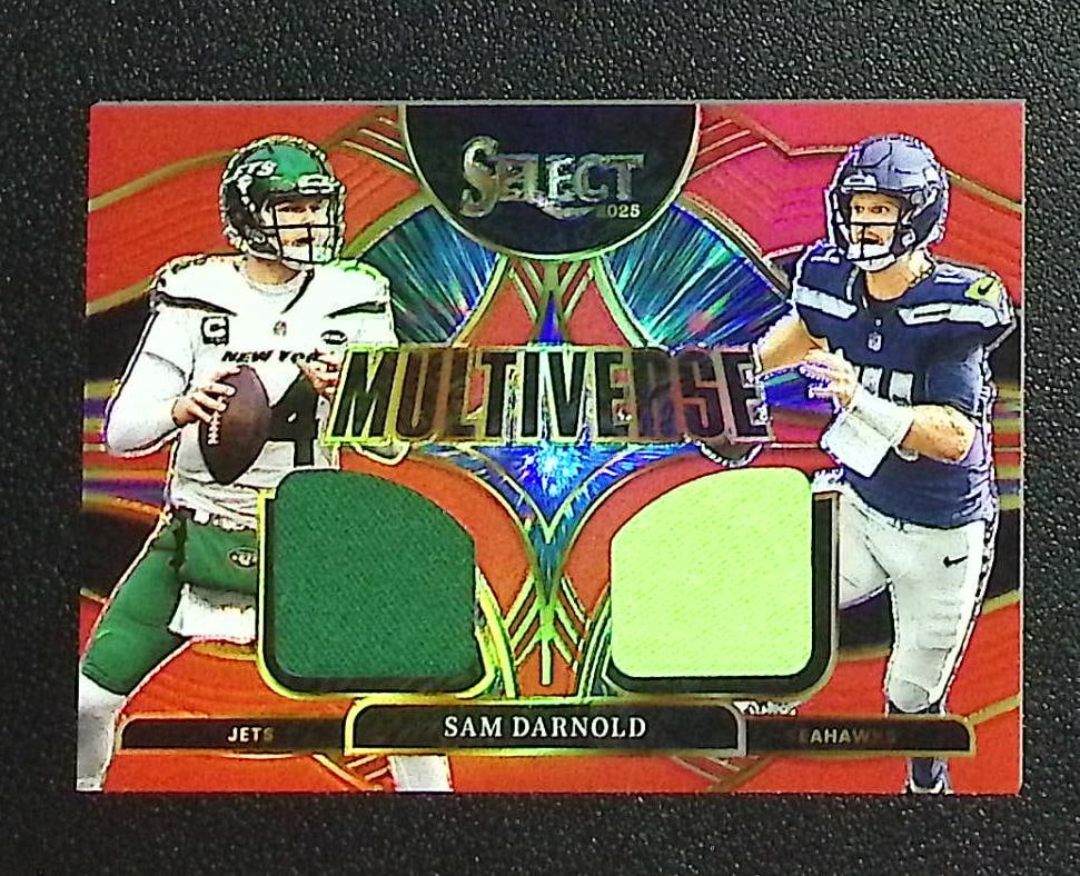 Sam Darnold Multiverse Dual Patch Red Prizm 2025 Select #MVJ-SOD Seattle Seahawks: Panini Select, Prizm, Mosaic, Contenders, Zenith, Phoenix, Illusions, Absolute, Rookie NFL Sports Trading Cards, SP, SSP, Cards, Football Cards for Sale Near Me, Superbowl & Hall of Fame Player Cards,