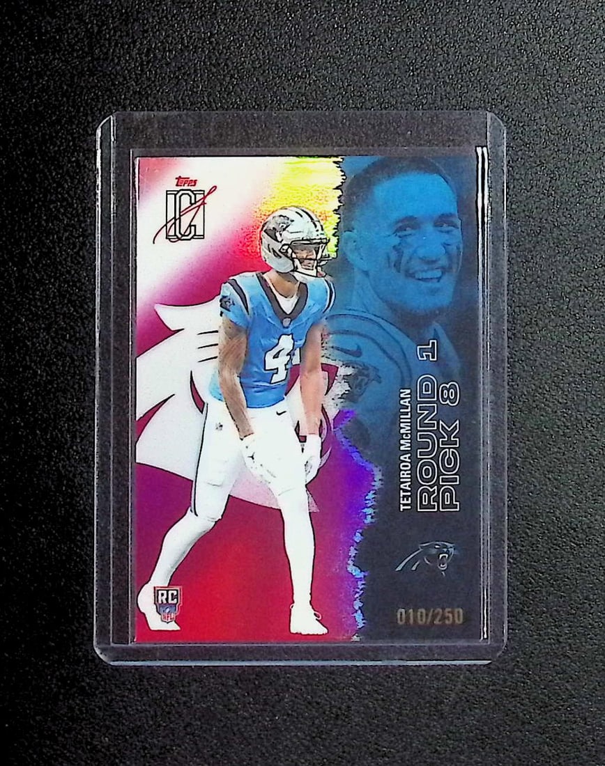 Tetairoa McMillan Rookie Card Magenta Chrome /250 2025 Topps Signature #230: Topps Football NFL Trading Sports Cards, Sports Cards for Sale Near Me, Super Bowl & Hall of Fame Player Cards, Resurgence, Composite, SP, SSP, Valuable Auction Memorabilia Lots For Sale On Line