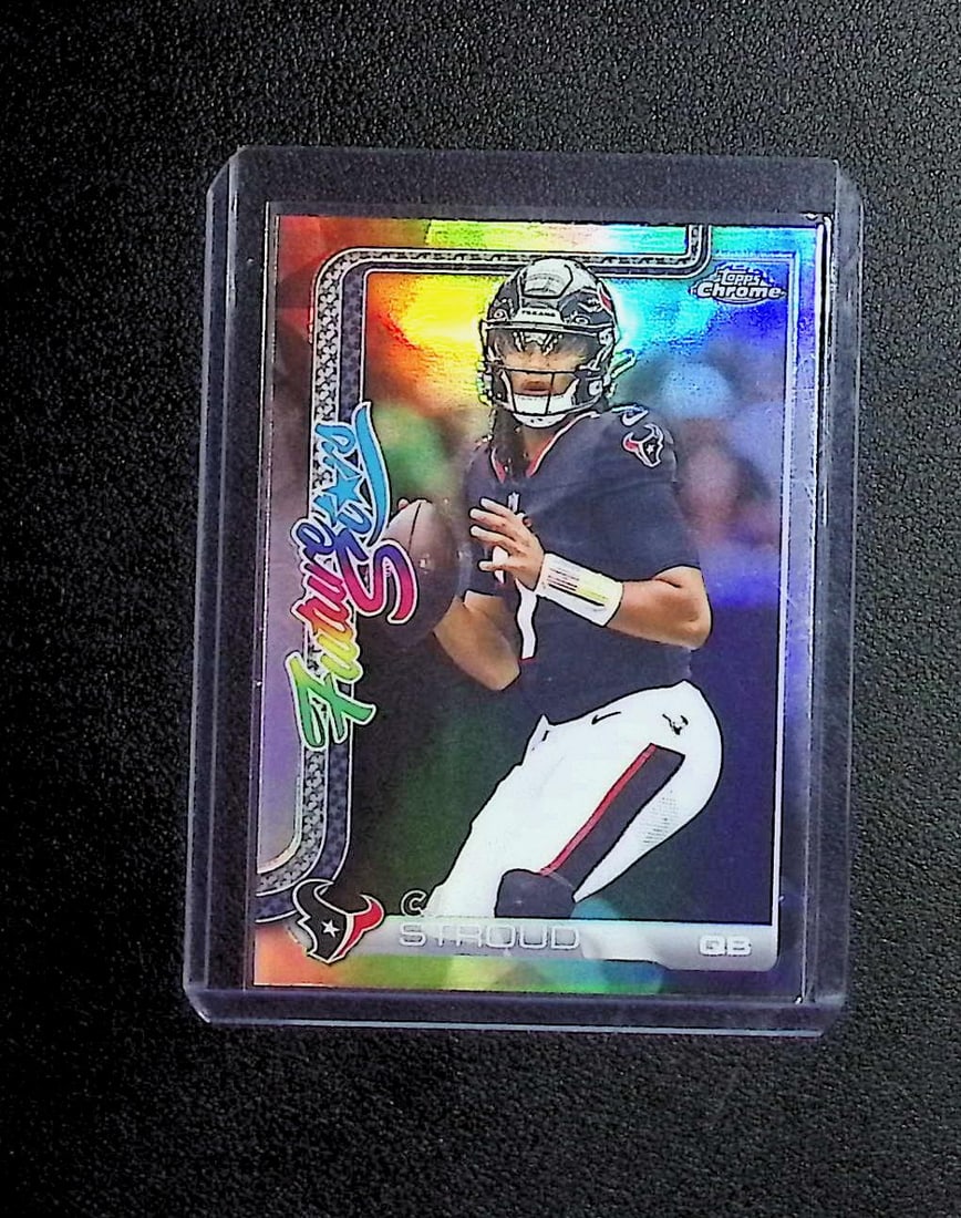 Cj Stroud Future Stars Refractor 2025 Topps Chrome #FS-16 Houston Texans: Topps Football NFL Trading Sports Cards, Sports Cards for Sale Near Me, Super Bowl & Hall of Fame Player Cards, Resurgence, Composite, SP, SSP, Valuable Auction Memorabilia Lots For Sale On Line