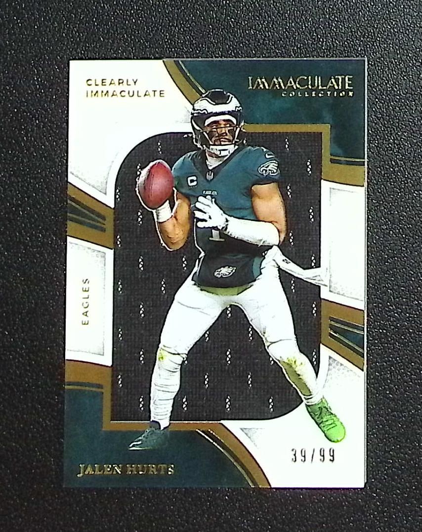 Jalen Hurts Clearly Patch /99 2025 Panini Immaculate #CIJ-JS Philadelphia Eagles: Panini Select, Prizm, Mosaic, Contenders, Zenith, Phoenix, Illusions, Absolute, Rookie NFL Sports Trading Cards, SP, SSP, Cards, Football Cards for Sale Near Me, Superbowl & Hall of Fame Player Cards,