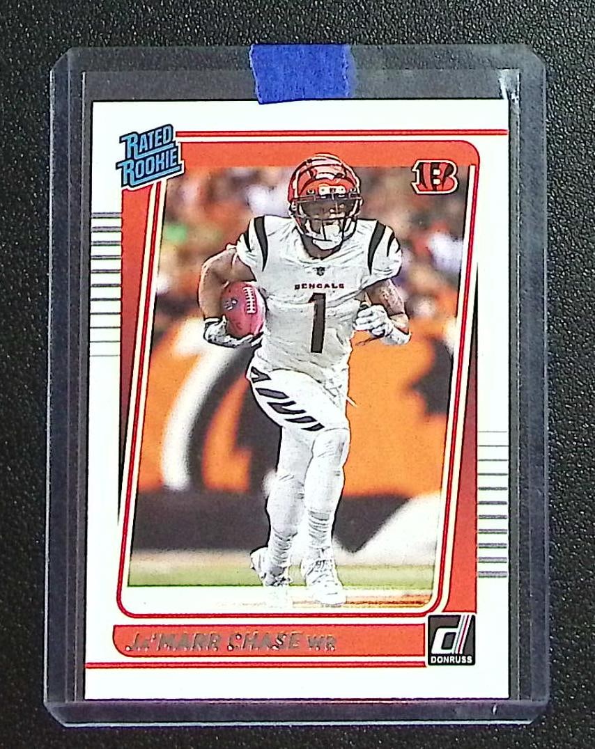 Ja'Marr Chase Rookie Card 2021 Donruss #262 Cincinnati Bengals: Panini Select, Prizm, Mosaic, Contenders, Zenith, Phoenix, Illusions, Absolute, Rookie NFL Sports Trading Cards, SP, SSP, Cards, Football Cards for Sale Near Me, Superbowl & Hall of Fame Player Cards,