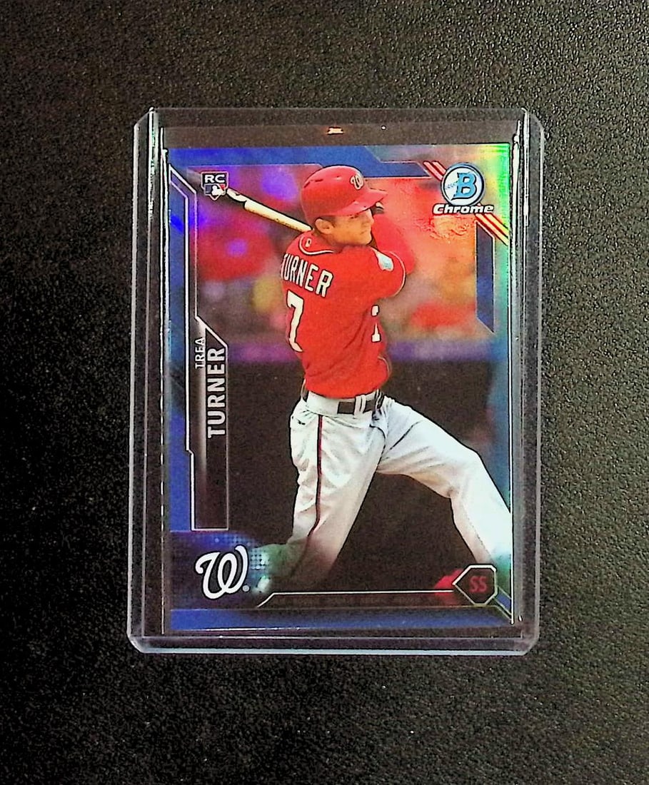 Trea Turner Rookie Card Blue Refractor /150 2016 Bowman Chrome #51: Topps, Bowman, & Fanatics Baseball MLB Trading & Sports Cards, Sports Cards for Sale Near Me, World Series & Hall of Fame Players Memorabilia, Refractors, X-Fractors, Numbered, SP, SSP, Valuable Aucti