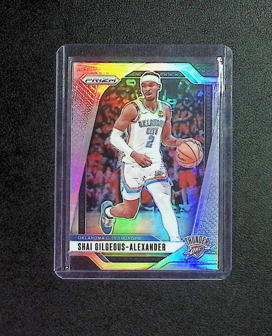 Shai Gilgeous-Alexander Silver Prizm 2024-25 Panini Prizm #113 OKC Thunder: Panini Select, Prizm, Mosaic, Contenders, Revolution, Phoenix, NBA Hoops, Rookie NFL Sports Trading Cards, Silver, SP, SSP, Wave Prizms, Numbered Cards, Basketball sports Cards for Sale Near Me, NBA C
