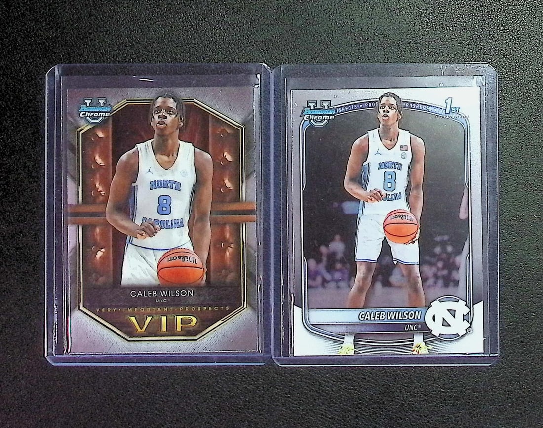 Caleb Wilson Bowman Chrome 1st Bowman #BCP-93 & VIP #VIP-9 UNC Tarheels, Bulls (1 of 2)