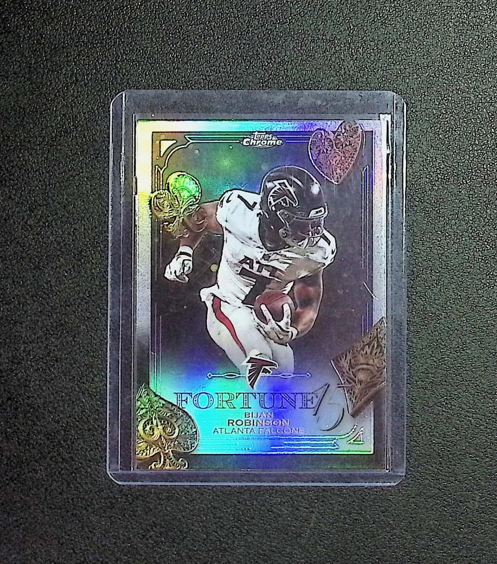 Bijan Robinson Fortune 15 Refractor 2025 Topps Chrome #F15-14 Atlanta Falcons: Topps Football NFL Trading Sports Cards, Sports Cards for Sale Near Me, Super Bowl & Hall of Fame Player Cards, Resurgence, Composite, SP, SSP, Valuable Auction Memorabilia Lots For Sale On Line