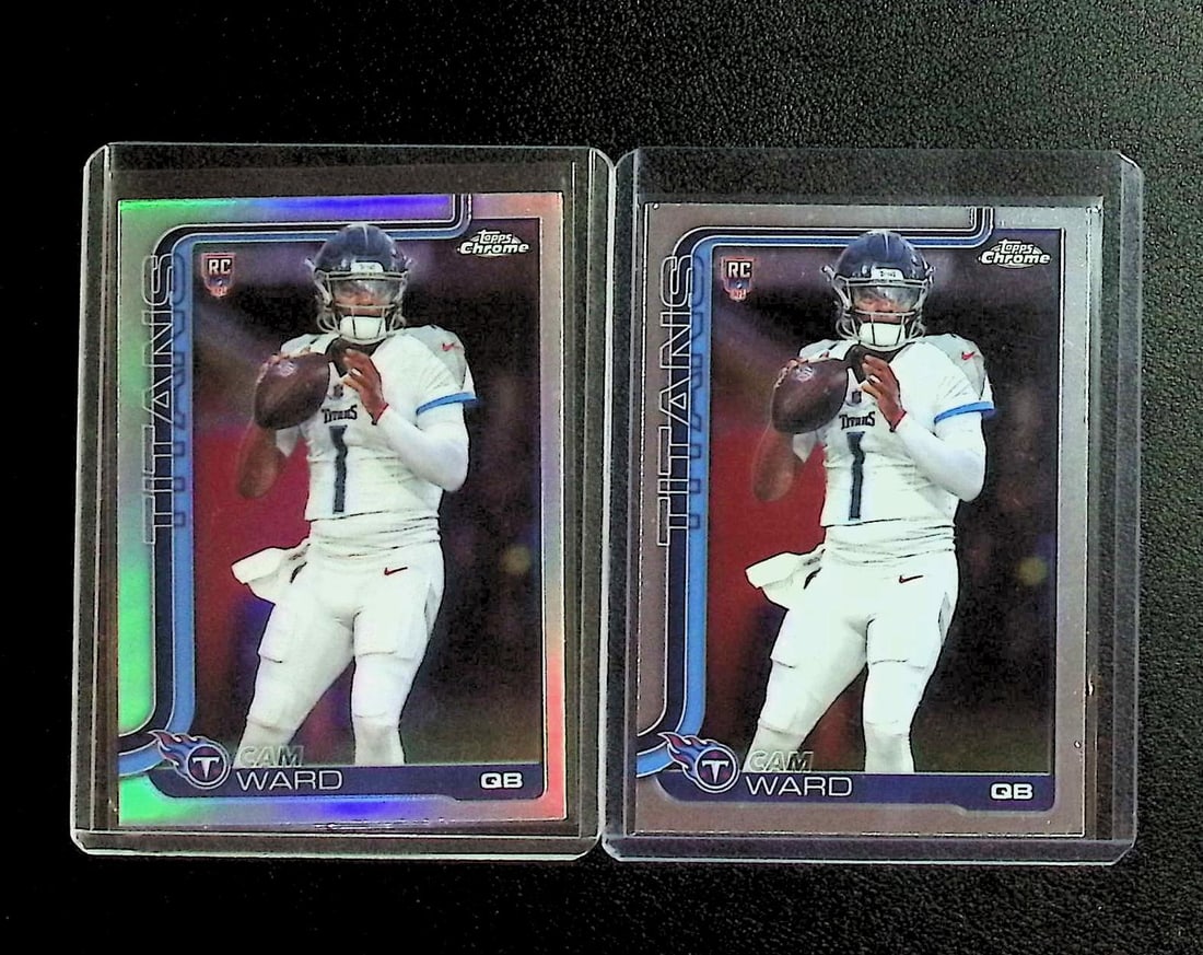 Cam Ward Rookie Card Refractor & Base 2025 Topps Chrome: Topps Football NFL Trading Sports Cards, Sports Cards for Sale Near Me, Super Bowl & Hall of Fame Player Cards, Resurgence, Composite, SP, SSP, Valuable Auction Memorabilia Lots For Sale On Line
