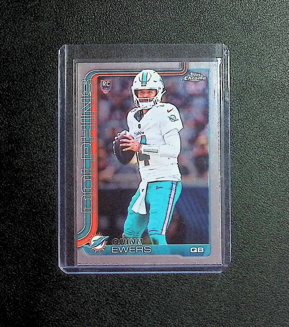 Quinn Ewers Rookie Card 2025 Topps Chrome #316 Miami Dolphins: Topps Football NFL Trading Sports Cards, Sports Cards for Sale Near Me, Super Bowl & Hall of Fame Player Cards, Resurgence, Composite, SP, SSP, Valuable Auction Memorabilia Lots For Sale On Line