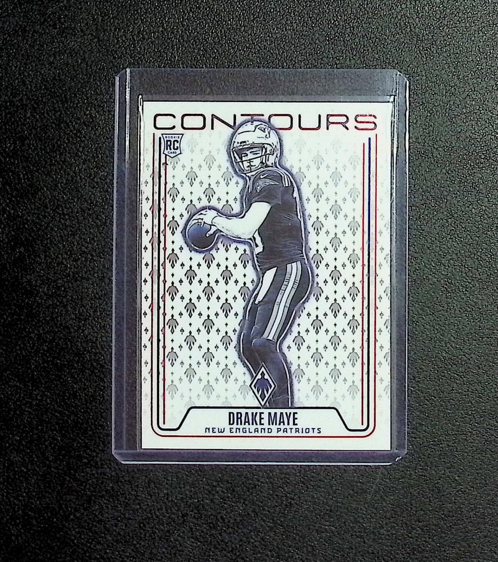 Drake Maye Rookie Card Contours 2024 Panini Phoenix #CON-DME New England Patriots: Panini, Donruss Optic, & Donruss Select, Prizm, Mosaic, Contenders, Zenith, Phoenix, Illusions, Absolute, Rookie NFL Sports Trading Cards, SP, SSP, Cards, Football Cards for Sale Near Me, Superbowl & 