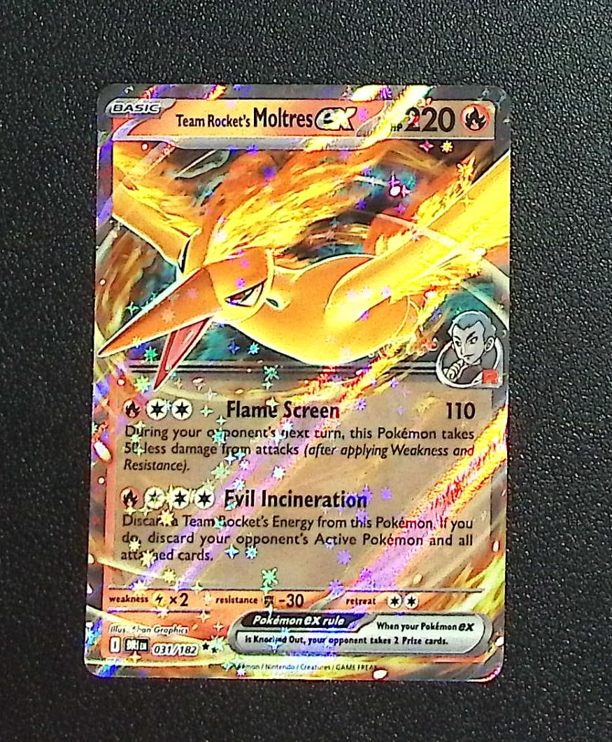 Pokemon Destined Rivals Team Rocket's Moltres Ex #31: Pokemon Trading Card Game Cards, Charizard, Pikachu, Mewtwo, Reverse Holo, Holo Rare, Secret Rare Cards, Full Art Cards, Eevee, Ultra Rare Card, Illustration Rare, Special Illustration Rare SIR