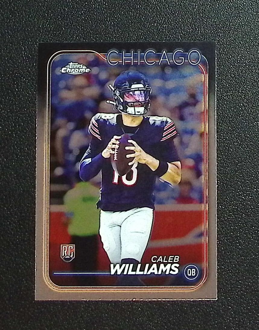 Caleb Williams Rookie Card 2024 Topps Chrome #202 Chicago Bears: Topps Football NFL Trading Sports Cards, Sports Cards for Sale Near Me, Super Bowl & Hall of Fame Player Cards, Resurgence, Composite, SP, SSP, Valuable Auction Memorabilia Lots For Sale On Line