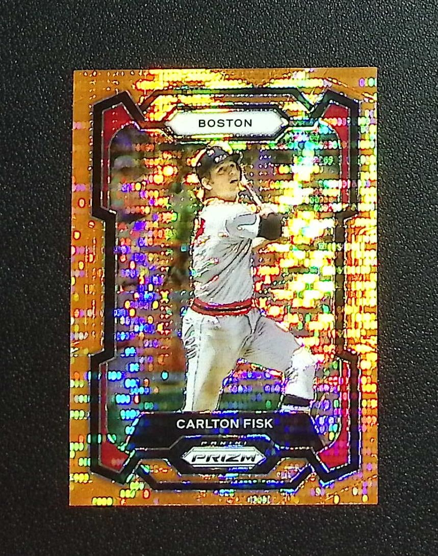 Carlton Fisk Orange Pulsar /399 2024 Panini Prizm #233 Boston Red Sox: Panini, Donruss, & Donruss Optic Baseball MLB Trading & Sports Cards, Sports Cards for Sale Near Me, Prizm, Mosaic, Select, SP, SSP, Auction Memorabilia Lots for Sale On Line, World Series & Hall of F