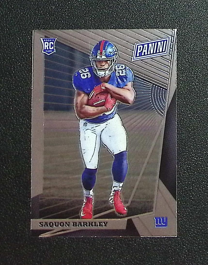 Saquon Barkley Rookie Card 2018 Panini The National VIP #17: Panini, Donruss Optic, & Donruss Select, Prizm, Mosaic, Contenders, Zenith, Phoenix, Illusions, Absolute, Rookie NFL Sports Trading Cards, SP, SSP, Cards, Football Cards for Sale Near Me, Superbowl & 