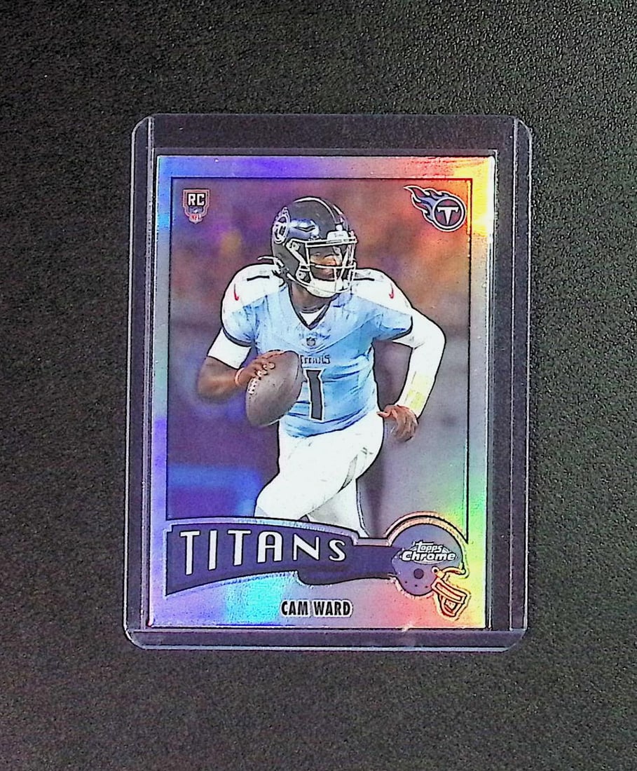 Cam Ward Rookie Card Refractor 2025 Topps Chrome #1975-33 Tennessee Titans: Topps Football NFL Trading Sports Cards, Sports Cards for Sale Near Me, Super Bowl & Hall of Fame Player Cards, Resurgence, Composite, SP, SSP, Valuable Auction Memorabilia Lots For Sale On Line