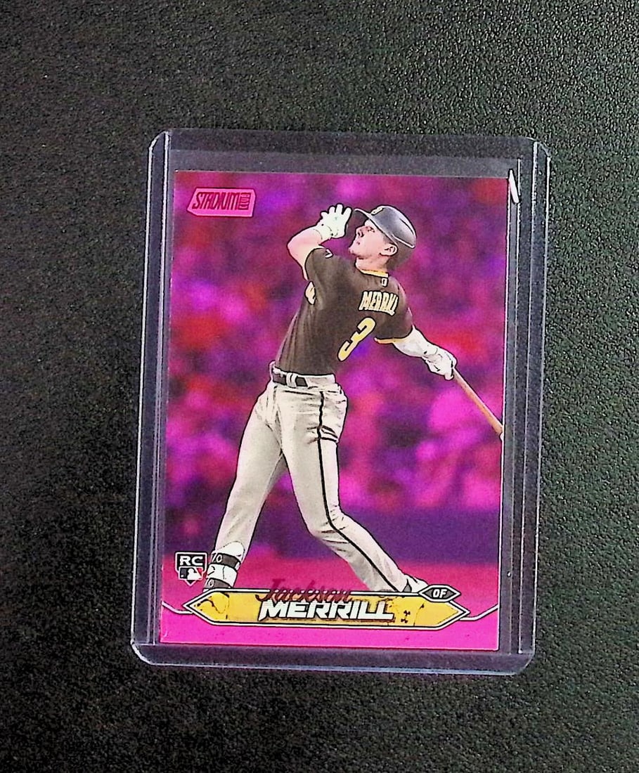 Jackson Merrill Rookie Card Pink Foil 2024 Topps Stadium Club #50 San Diego Padres: Topps, Bowman, & Fanatics Baseball MLB Trading & Sports Cards, Sports Cards for Sale Near Me, World Series & Hall of Fame Players Memorabilia, Refractors, X-Fractors, Numbered, SP, SSP, Valuable Aucti