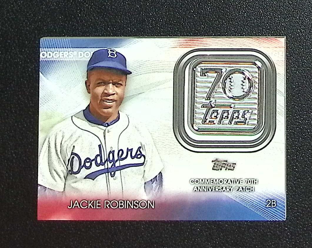 Jackie Robinson Commemorative 70th Anniversary Patch 2021 Topps #70LP-JR Dodgers: Topps, Bowman, & Fanatics Baseball MLB Trading & Sports Cards, Sports Cards for Sale Near Me, World Series & Hall of Fame Players Memorabilia, Refractors, X-Fractors, Numbered, SP, SSP, Valuable Aucti