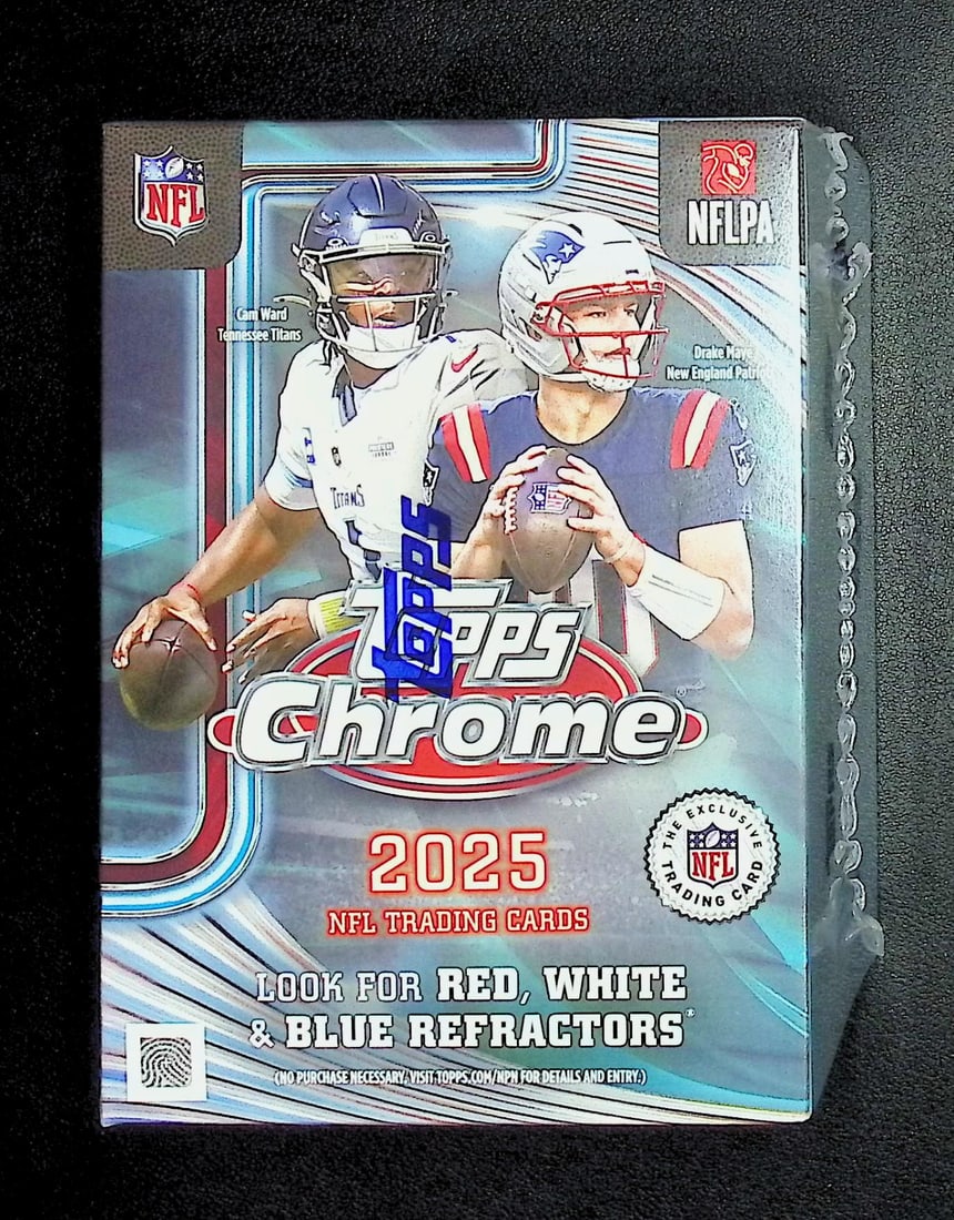 2025 Topps Chrome Football Blaster Box: Topps Football NFL Trading & Sports Cards, Refractors, Prism Refractors, X-Fractors, Sports Cards for Sale Near Me, Super Bowl & Hall of Fame Players, Autographs, SP, SSP, Valuable Auction Memorabilia