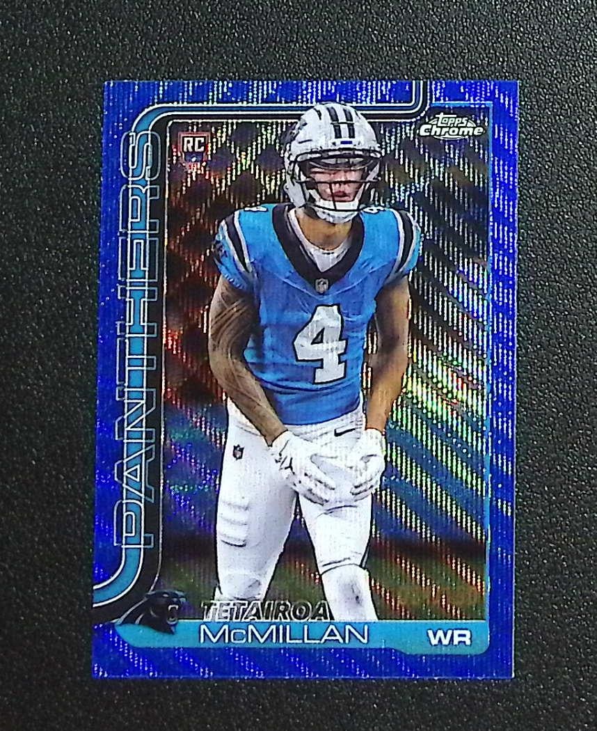 Tetairoa McMillan Rookie Card Blue Wave Refractor /150 2025 Topps Chrome #326: Topps & Bowman Football NFL Trading Sports Cards, Sports Cards for Sale Near Me, Super Bowl & Hall of Fame Player Cards, Resurgence, Composite, SP, SSP, Valuable Auction Memorabilia Lots For Sale On L