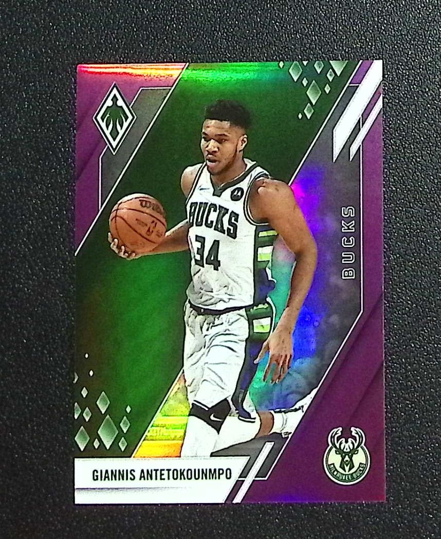 Giannis Antetokounmpo Purple /49 2021-22 Chronicles Phoenix #680 Bucks, Heat: Panini, Donruss Optic, Donruss Select, Prizm, Mosaic, Contenders, Revolution, Phoenix, NBA Hoops, Rookie NFL Sports Trading Cards, Silver, SP, SSP, Wave Prizms, Numbered Cards, Basketball sports Cards