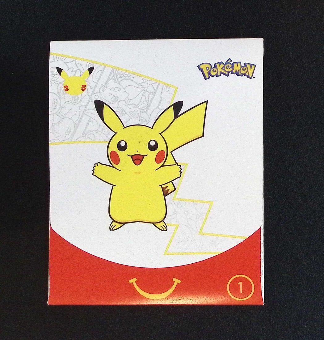 Pokemon McDonald's 25th Anniversary Sealed Pack 4 Cards: Pokemon Trading Card Game Cards, Charizard, Pikachu, Mewtwo, Reverse Holo, Holo Rare, Secret Rare Cards, Full Art Cards, Eevee, Ultra Rare Card, Illustration Rare, Special Illustration Rare SIR