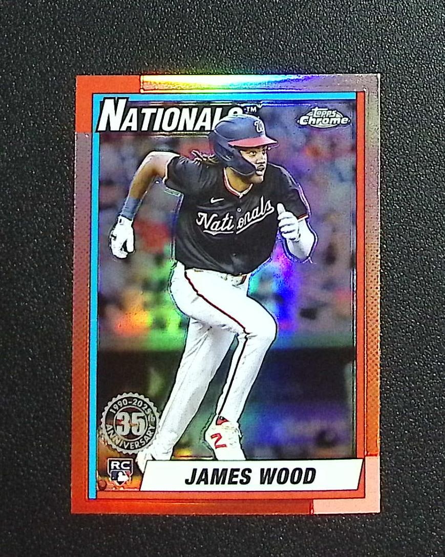 James Wood Rookie Card 35th Anniversary 2025 Topps Chrome #90CB-15 Nationals: Topps, Bowman, & Fanatics Baseball MLB Trading & Sports Cards, Sports Cards for Sale Near Me, World Series & Hall of Fame Players Memorabilia, Refractors, X-Fractors, Numbered, SP, SSP, Valuable Aucti