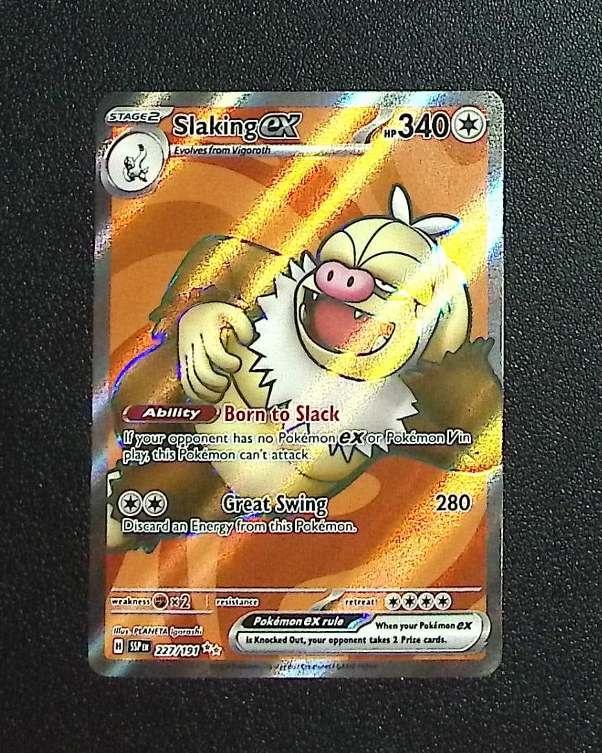 Pokemon Surging Sparks Slaking Ex Ultra Rare #227: Pokemon Trading Card Game Cards, Charizard, Pikachu, Mewtwo, Reverse Holo, Holo Rare, Secret Rare Cards, Full Art Cards, Eevee, Ultra Rare Card, Illustration Rare, Special Illustration Rare SIR
