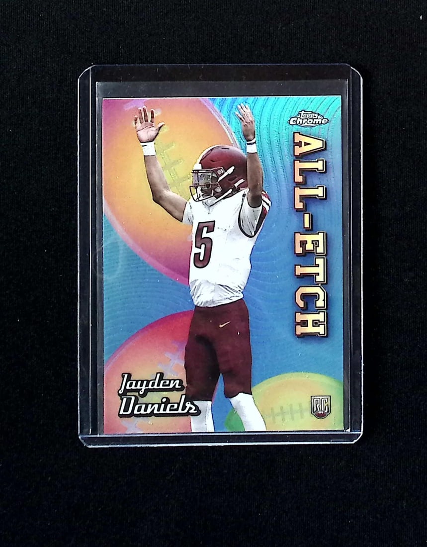 Jayden Daniels Rookie Card All-Etch Refractor 2024 Topps Chrome #CAD-JD Commanders: Topps & Bowman Football NFL Trading Sports Cards, Sports Cards for Sale Near Me, Super Bowl & Hall of Fame Player Cards, Resurgence, Composite, SP, SSP, Valuable Auction Memorabilia Lots For Sale On L