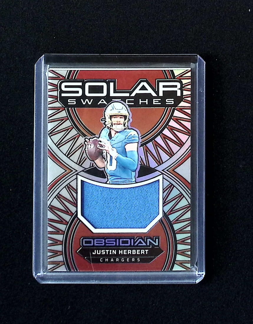 Justin Herbert Solar Swatches /99 2024 Obsidian #SS-JHT Los Angeles Chargers: Panini, Donruss Optic, & Donruss Select, Prizm, Mosaic, Contenders, Zenith, Phoenix, Illusions, Absolute, Rookie NFL Sports Trading Cards, SP, SSP, Cards, Football Cards for Sale Near Me, Superbowl & 