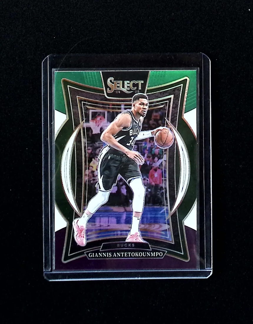 Giannis Antetokunmpo Green/White/Purple Prizm 2024-25 Panini Select #43 Bucks, Heat: Panini, Donruss Optic, Donruss Select, Prizm, Mosaic, Contenders, Revolution, Phoenix, NBA Hoops, Rookie NFL Sports Trading Cards, Silver, SP, SSP, Wave Prizms, Numbered Cards, Basketball sports Cards