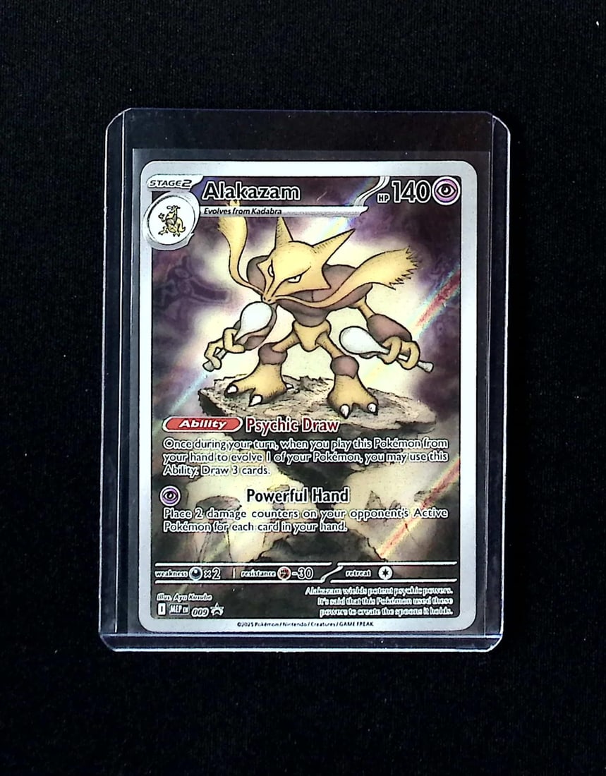 Pokemon Mega Evolution ETB Promo Alakazam #9: Pokemon Trading Card Game Cards, Charizard, Pikachu, Mewtwo, Reverse Holo, Holo Rare, Secret Rare Cards, Full Art Cards, Eevee, Ultra Rare Card, Illustration Rare, Special Illustration Rare SIR