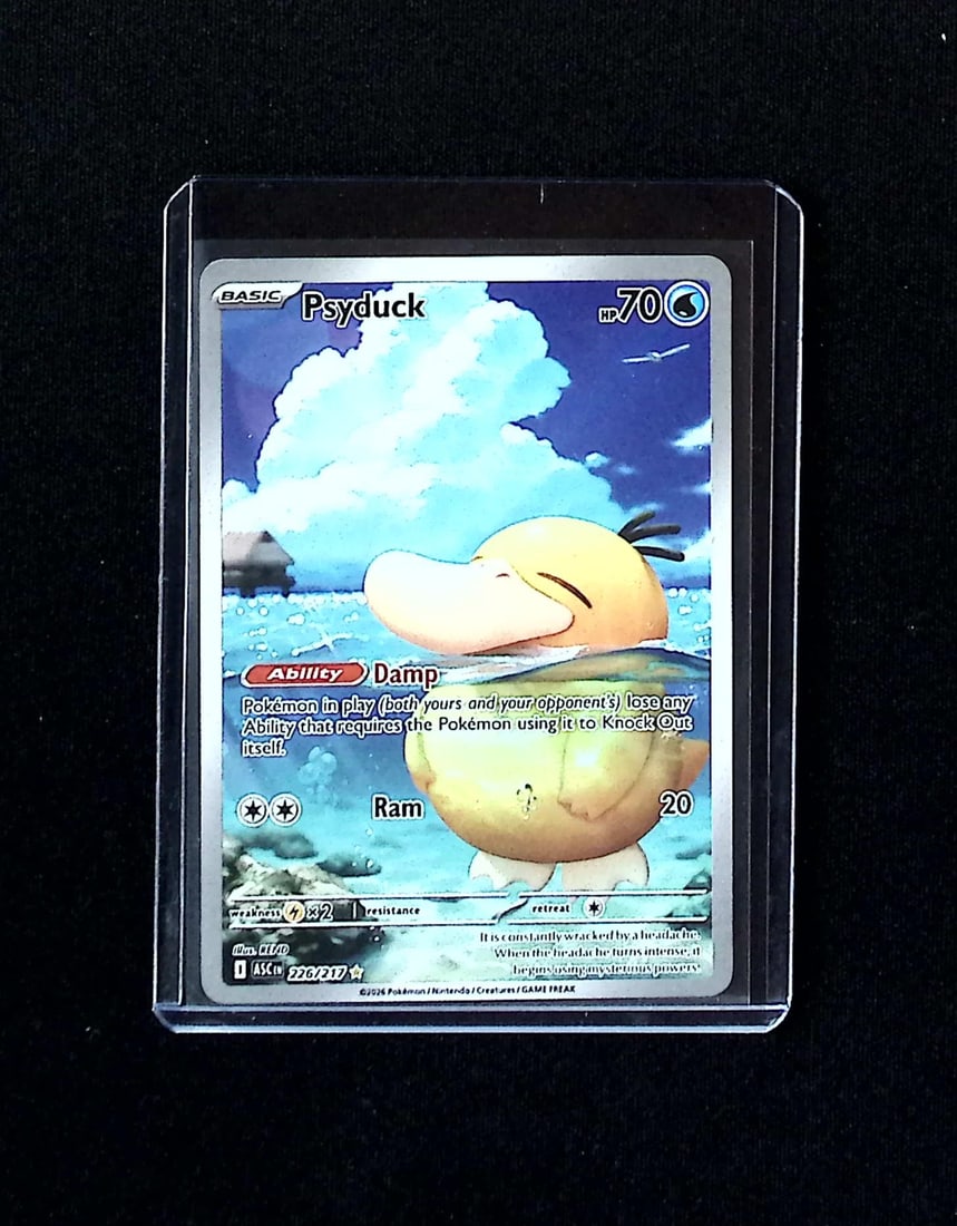 Pokemon Ascended Heroes Psyduck Illustration Rare #226: Pokemon Trading Card Game Cards, Charizard, Pikachu, Mewtwo, Reverse Holo, Holo Rare, Secret Rare Cards, Full Art Cards, Eevee, Ultra Rare Card, Illustration Rare, Special Illustration Rare SIR