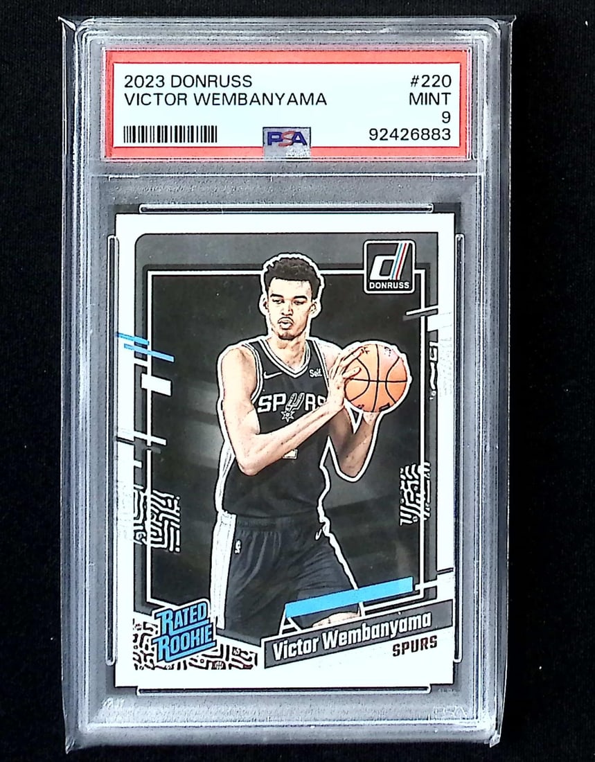 Victor Wembanyama Rookie Card 2023-24 Donruss #220 PSA 9 San Antonio Spurs: Panini, Donruss Optic, Donruss Select, Prizm, Mosaic, Contenders, Revolution, Phoenix, NBA Hoops, Rookie NFL Sports Trading Cards, Silver, SP, SSP, Wave Prizms, Numbered Cards, Basketball sports Cards