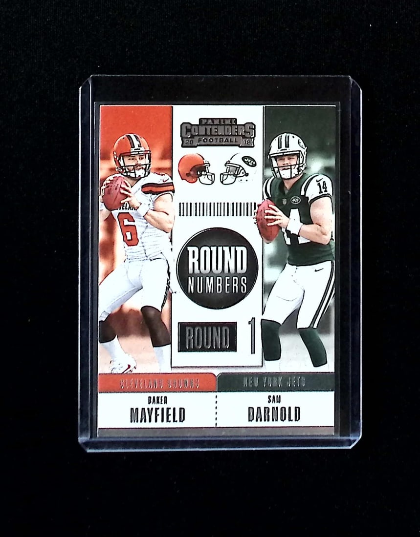 Baker Mayfield/Sam Darnold Dual Rookie 2018 Panini Contenders #RNA-MD: Panini, Donruss Optic, & Donruss Select, Prizm, Mosaic, Contenders, Zenith, Phoenix, Illusions, Absolute, Rookie NFL Sports Trading Cards, SP, SSP, Cards, Football Cards for Sale Near Me, Superbowl & 