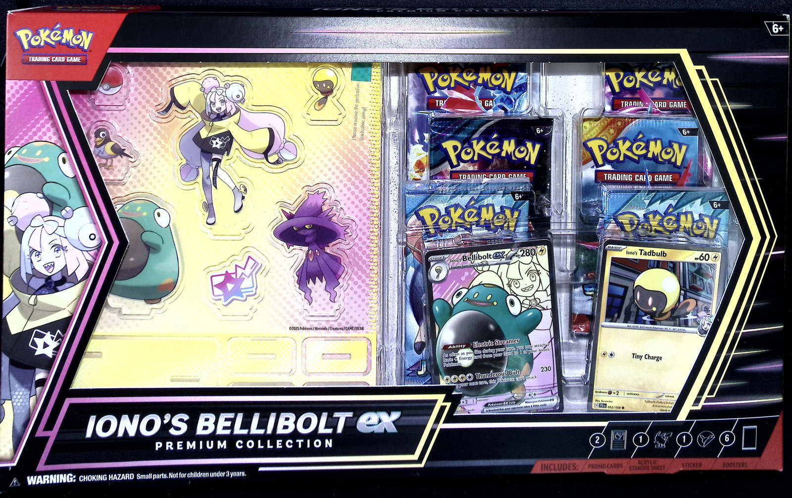 2025 Pokemon Iono's Bellibolt ex Premium Collection 6 Booster Packs, 1 Full Art Foil Promo, 1 Foil (1 of 2)