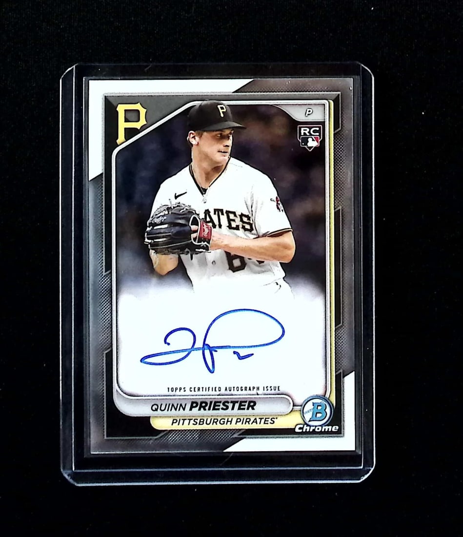 Quinn Priester Rookie Auto 2024 Bowman Chrome #CRA-QP Pirates, Brewers: Topps, Bowman, & Fanatics Baseball MLB Trading & Sports Cards, Sports Cards for Sale Near Me, World Series & Hall of Fame Players Memorabilia, Refractors, X-Fractors, Numbered, SP, SSP, Valuable Aucti