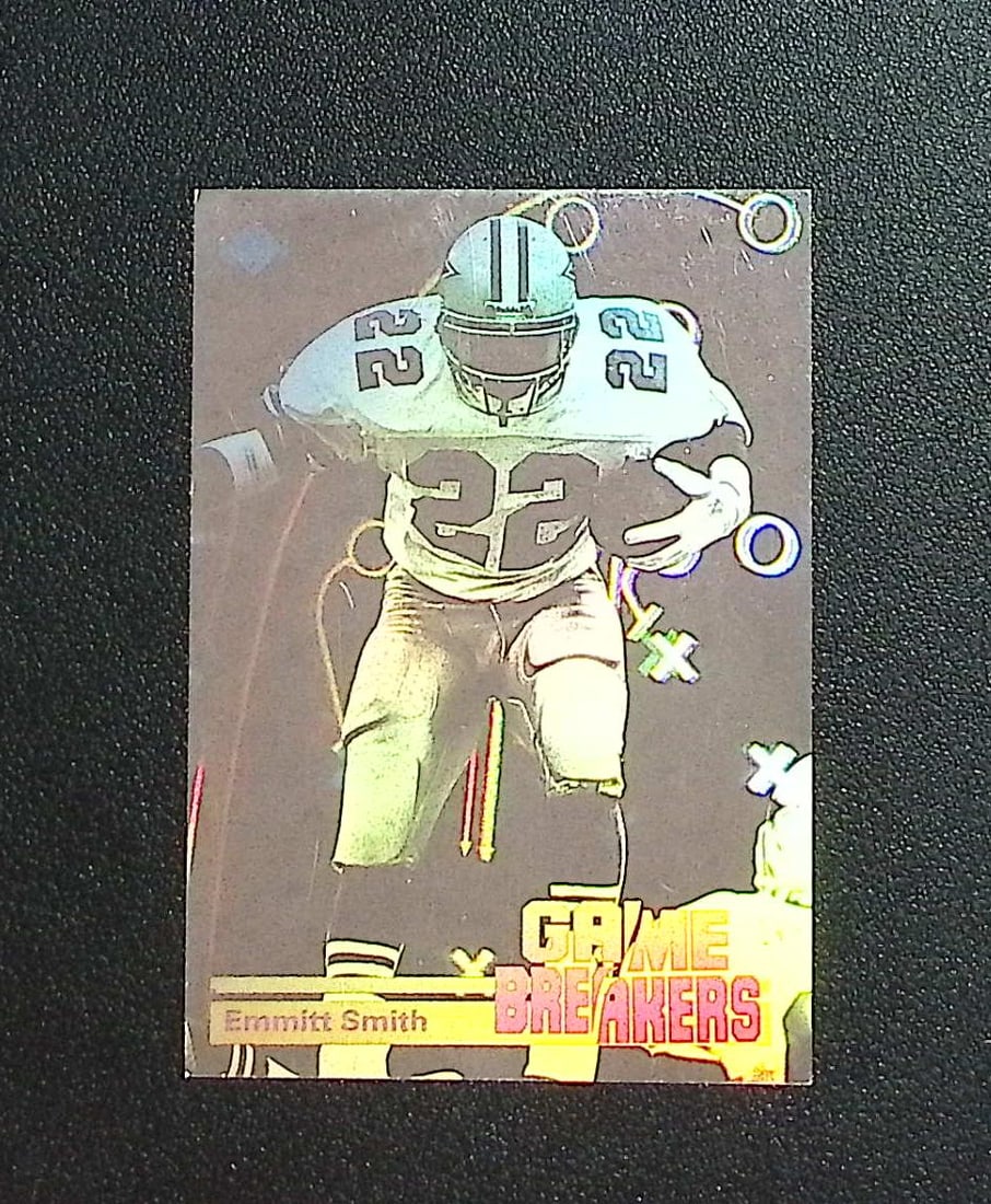 Emmitt Smith Gamer Breakers Hologram 1991 Upper Deck #GB5 Dallas Cowboys: Upper Deck, Vintage Football NFL Trading Cards, Old Sports Cards for Sale Near Me, Hall of Fame & Super Bowl Player Cards, Auction Memorabilia Lots for Sale on Line