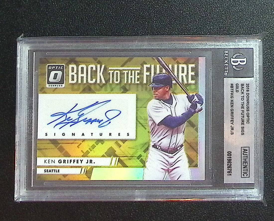 Ken Griffey Jr. Back to the Future Auto /3 2016 Donruss Optic #BTFJR BGS Authentic: Panini, Donruss, & Donruss Optic Baseball MLB Trading & Sports Cards, Sports Cards for Sale Near Me, Prizm, Mosaic, Select, SP, SSP, Auction Memorabilia Lots for Sale On Line, World Series & Hall of F