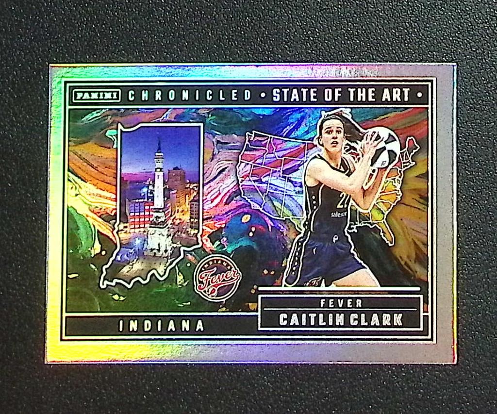 Caitlin Clark State of the Art 2025 Panini Caitlin Clark Chronicled #82 Indian Fever: Panini, Donruss Optic, Donruss Select, Prizm, Mosaic, Contenders, Revolution, Phoenix, NBA Hoops, Rookie NFL Sports Trading Cards, Silver, SP, SSP, Wave Prizms, Numbered Cards, Basketball sports Cards