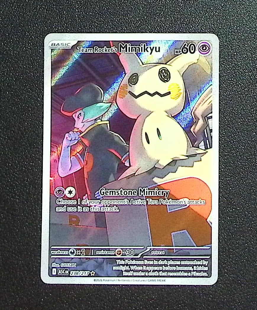 Pokemon Ascended Heroes Team Rocket's Mimikyu Illustration Rare #238: Pokemon Trading Card Game Cards, Charizard, Pikachu, Mewtwo, Reverse Holo, Holo Rare, Secret Rare Cards, Full Art Cards, Eevee, Ultra Rare Card, Illustration Rare, Special Illustration Rare SIR