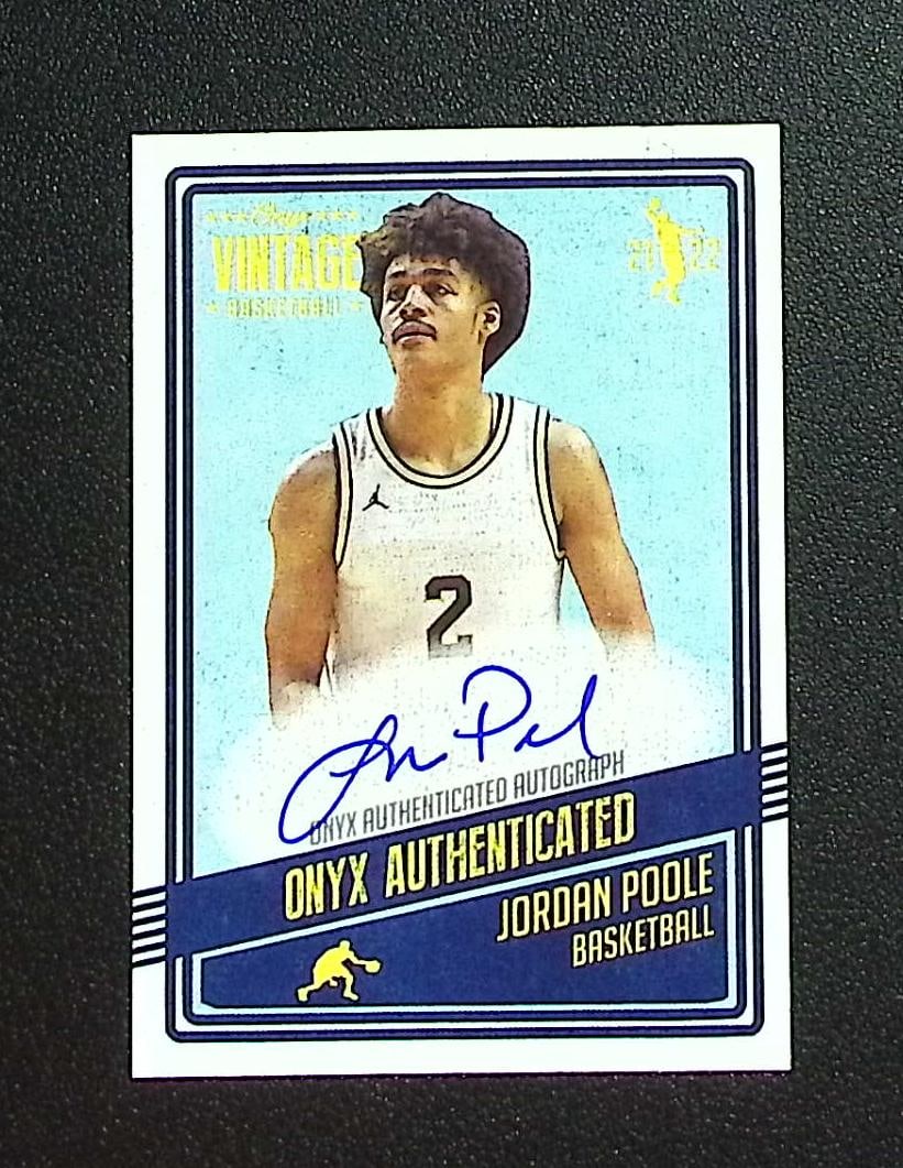 Jordan Poole On Card Auto 2021-22 Onyx #VAJP Michigan Wolverines: Onyx Rookie NFL Sports Trading Cards, SP, SSP, Cards, Football Cards for Sale Near Me, Superbowl & Hall of Fame Player Cards, Memorabilia, Valuable Auction Lots Sold On Line