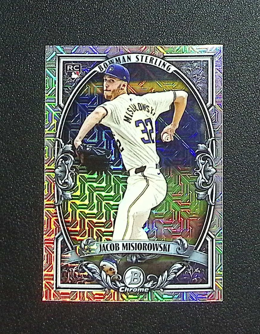 Jacob Misiorowski Rookie Card Bowman Sterling Mojo 2026 Bowman Chrome #BST-13: Topps, Bowman, & Fanatics Baseball MLB Trading & Sports Cards, Sports Cards for Sale Near Me, World Series & Hall of Fame Players Memorabilia, Refractors, X-Fractors, Numbered, SP, SSP, Valuable Aucti