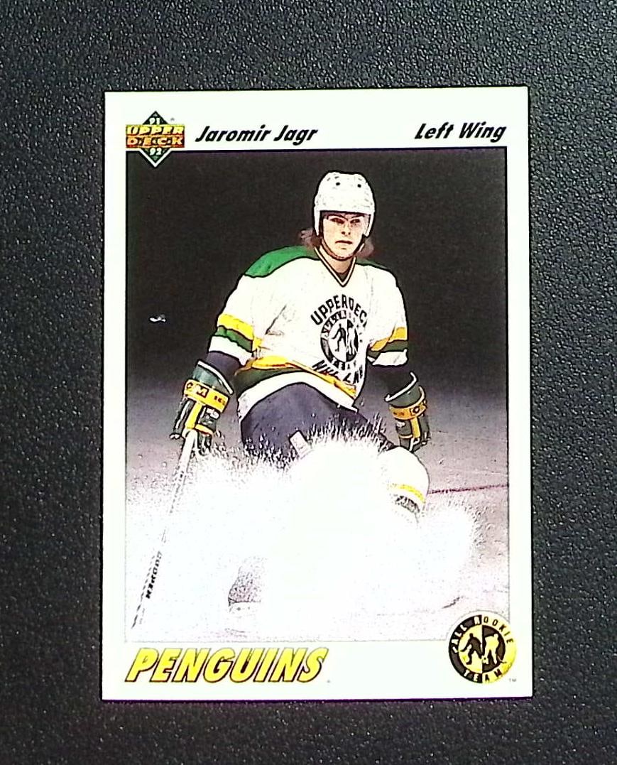 Jaromir Jagr All-Rookie Team 1991-92 Upper Deck #42 Pittsburgh Penguins: Upper Deck Vintage NHL Hockey Trading & Sports Cards, Old Sports Cards for Sale Near Me, Stanley Cup & Hall of Fame Players, Valuable Auction Memorabilia Lots for Sale On Line