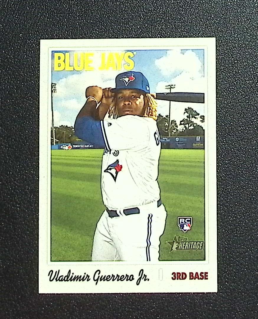 Vladimir Guerrero Rookie Card 2019 Topps Heritage #504 Toronto Blue Jays: Panini, Donruss Optic, & Donruss Select, Prizm, Mosaic, Contenders, Zenith, Phoenix, Illusions, Absolute, Rookie NFL Sports Trading Cards, SP, SSP, Cards, Football Cards for Sale Near Me, Superbowl & 