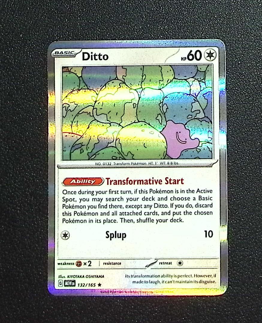 Pokemon Scarlet & Violet 151 Ditto Holo Rare #132: Pokemon Trading Card Game Cards, Charizard, Pikachu, Mewtwo, Reverse Holo, Holo Rare, Secret Rare Cards, Full Art Cards, Eevee, Ultra Rare Card, Illustration Rare, Special Illustration Rare SIR