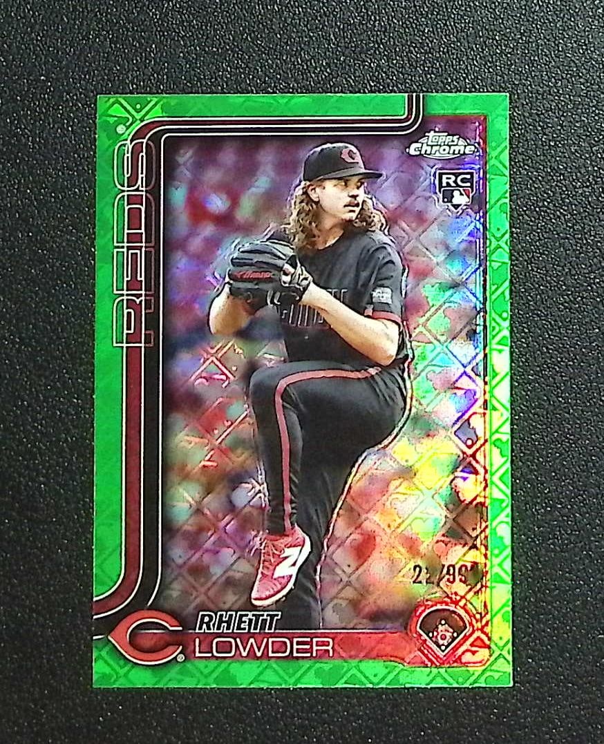 Rhett Lowder Rookie Card Green Logofractor /99 2025 Topps Chrome #147 Reds: Topps, Bowman, & Fanatics Baseball MLB Trading & Sports Cards, Sports Cards for Sale Near Me, World Series & Hall of Fame Players Memorabilia, Refractors, X-Fractors, Numbered, SP, SSP, Valuable Aucti