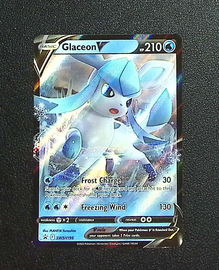 Pokemon Sword & Shield Promo Glaceon V #SWSH196: Pokemon Trading Card Game Cards, Charizard, Pikachu, Mewtwo, Reverse Holo, Holo Rare, Secret Rare Cards, Full Art Cards, Eevee, Ultra Rare Card, Illustration Rare, Special Illustration Rare SIR