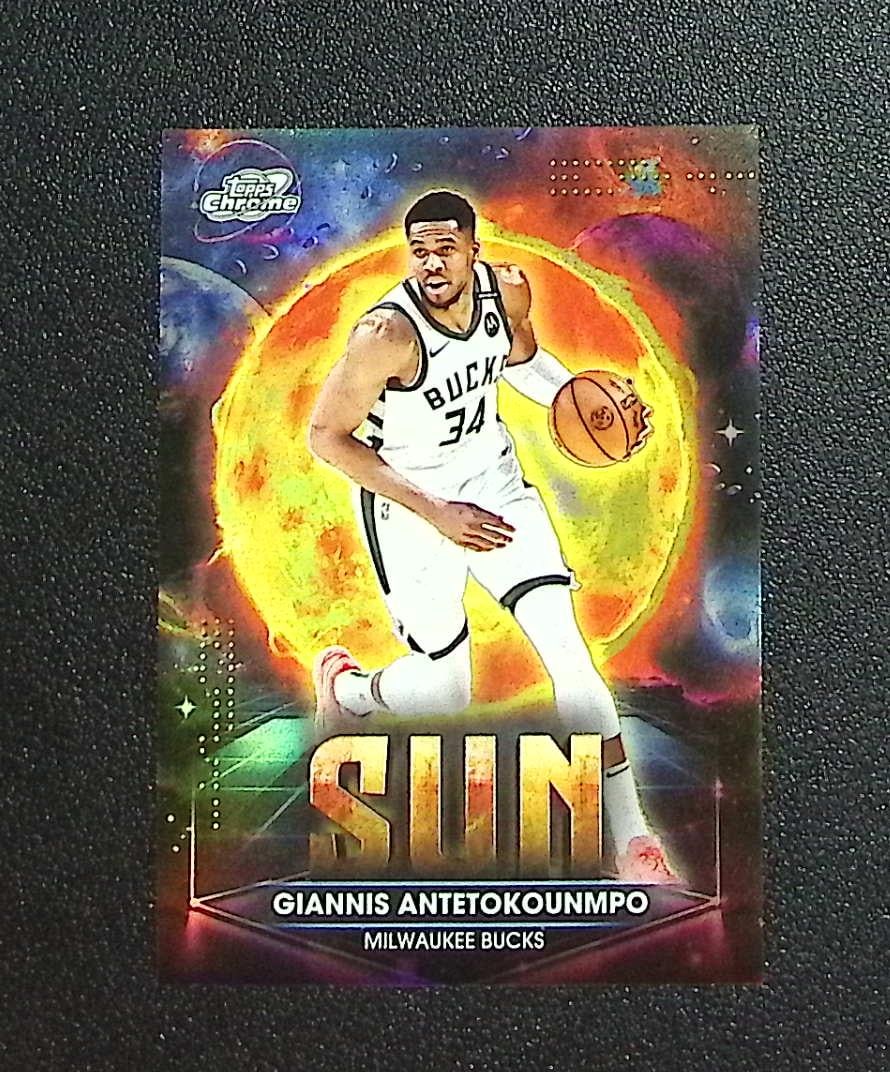 Giannis Antetokounmpo Planetary Pursuit Sun 2025-26 Topps Cosmic Chrome #PPS-4: Topps & Bowman Basketball NBA Trading & Sports Cards, Sports Cards for Sale Near Me, Chrome, Refractor, SP, SSP, Valuable Auction Memorabilia Lots Sold On Line, NBA Championship & Hall of Fame Player 
