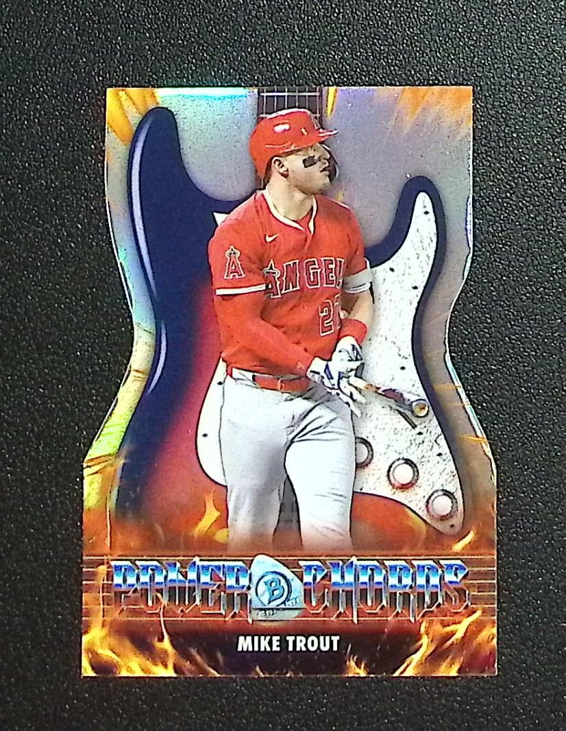 Mike Trout Power Chords 2026 Bowman Chrome #PC-24 Los Angeles Angels: Topps, Bowman, & Fanatics Baseball MLB Trading & Sports Cards, Sports Cards for Sale Near Me, World Series & Hall of Fame Players Memorabilia, Refractors, X-Fractors, Numbered, SP, SSP, Valuable Aucti