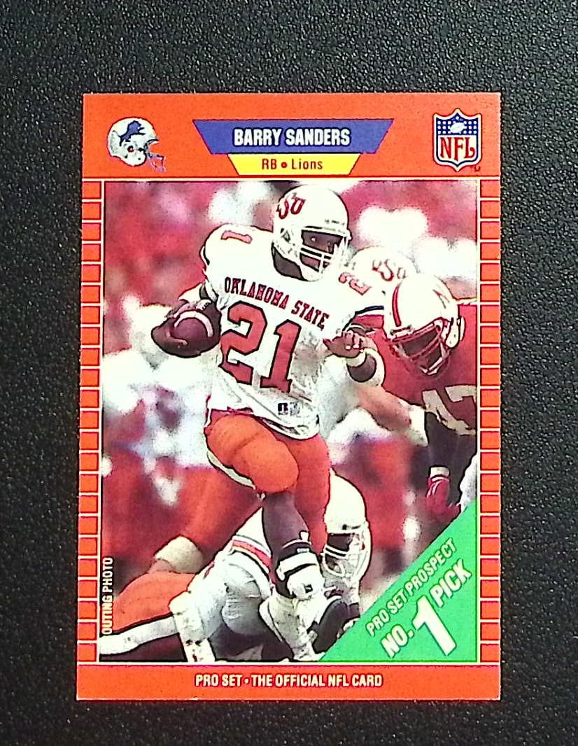Barry Sanders Rookie Card 1989 Pro Set #494 Detroit Lions: Pro Set Vintage Football NFL Trading Cards, Old Sports Cards for Sale Near Me, Hall of Fame & Super Bowl Player Cards, Auction Memorabilia Lots for Sale on Line