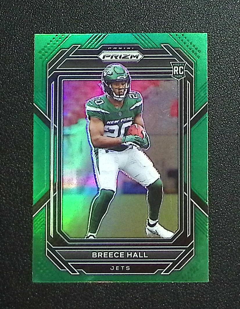 Breece Hall Rookie Card Green Prizm 2022 Panini Prizm #317 New York Jets: Panini, Donruss Optic, & Donruss Select, Prizm, Mosaic, Contenders, Zenith, Phoenix, Illusions, Absolute, Rookie NFL Sports Trading Cards, SP, SSP, Cards, Football Cards for Sale Near Me, Superbowl & 