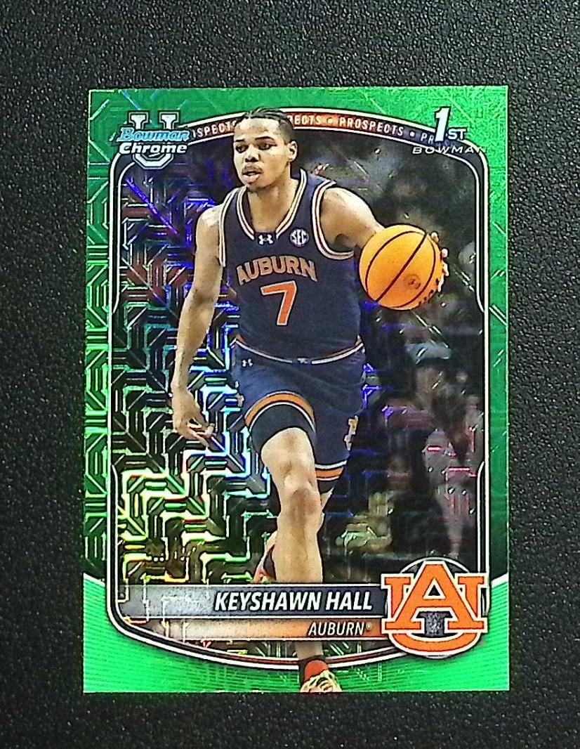 Keyshawn Hall 1st Bowamn Green Mojo Refractor /99 2025-26 Bowman Chrome #BCP-60: Topps, Bowman, & Fanatics Baseball MLB Trading & Sports Cards, Sports Cards for Sale Near Me, World Series & Hall of Fame Players Memorabilia, Refractors, X-Fractors, Numbered, SP, SSP, Valuable Aucti